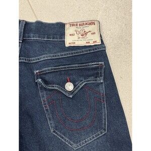 True Religion Men's Geno SN Flap Relaxed Slim Jeans W30 L30 Red Stitch